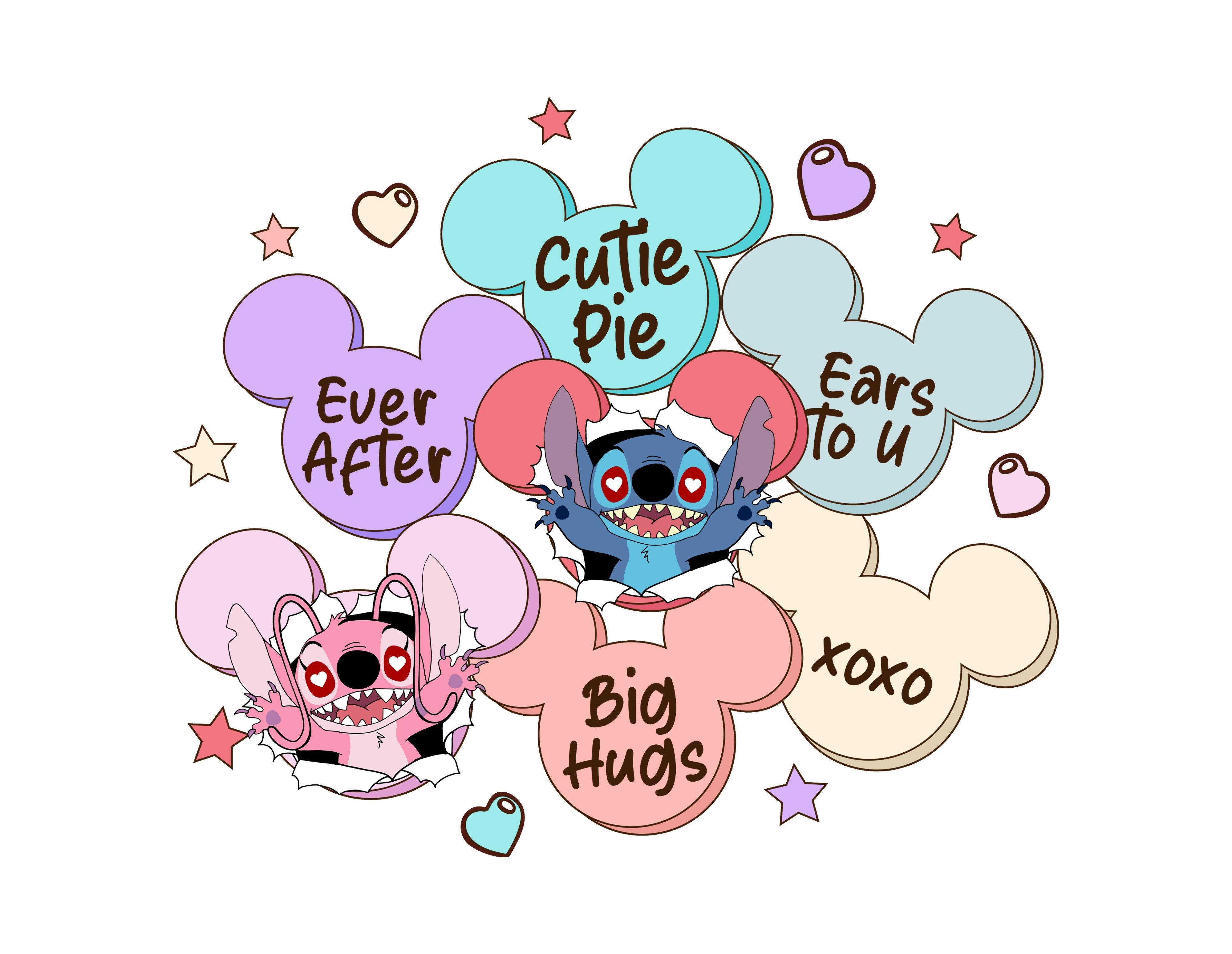 Stitch And Angel Be Mine Hug Me Xoxo Png Valentine S Day Instant