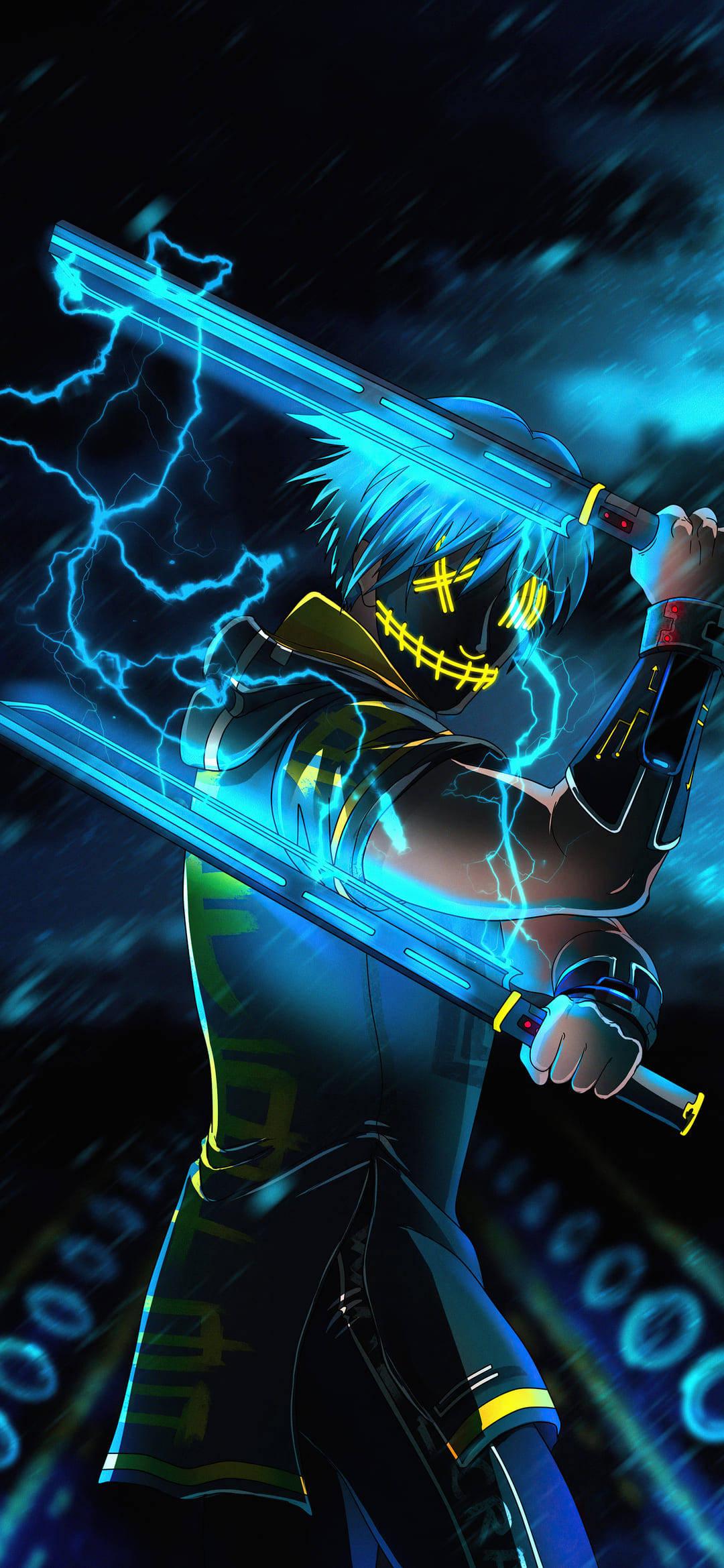 Free download Download Cool Anime Phone Boy With Neon Swords Wallpaper ...