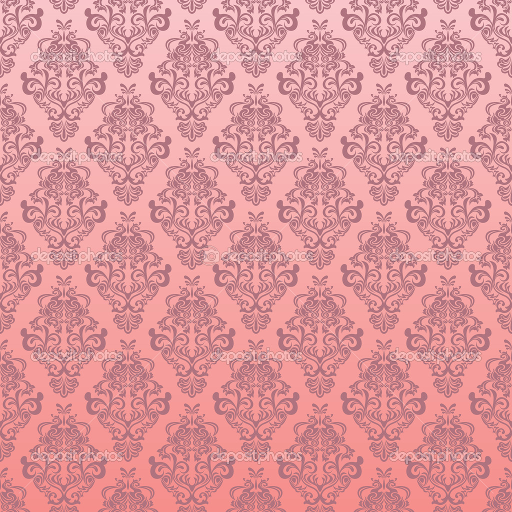 Wallpaper Pattern Vintage Pink Vector By