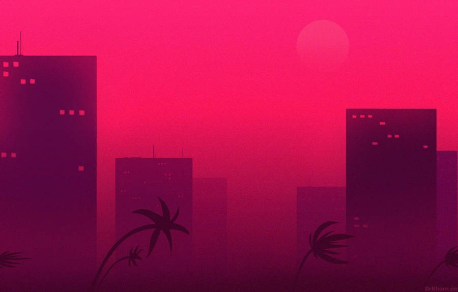 Download Pink City Palm Trees Hotline Miami Wallpaper Wallpaperscom 900x574