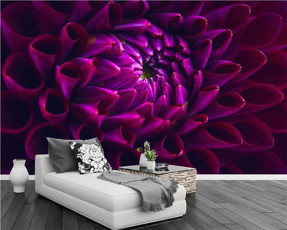 Beibehang Custom wallpaper dark purple flower wall TV background