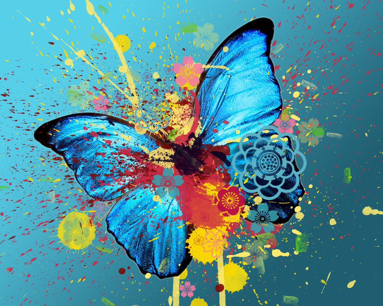 Butterfly Paint Splatter Wallpaper
