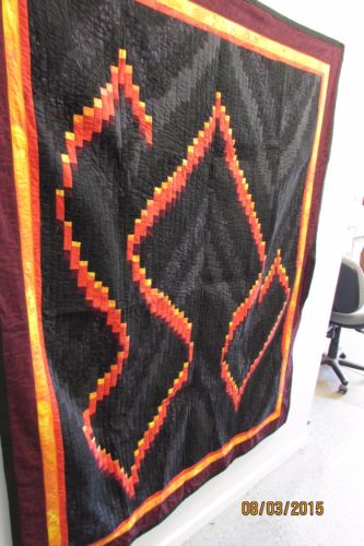 Beautiful Quilt Tapestry Geometric Pattern Reds Orange Blacks Deep