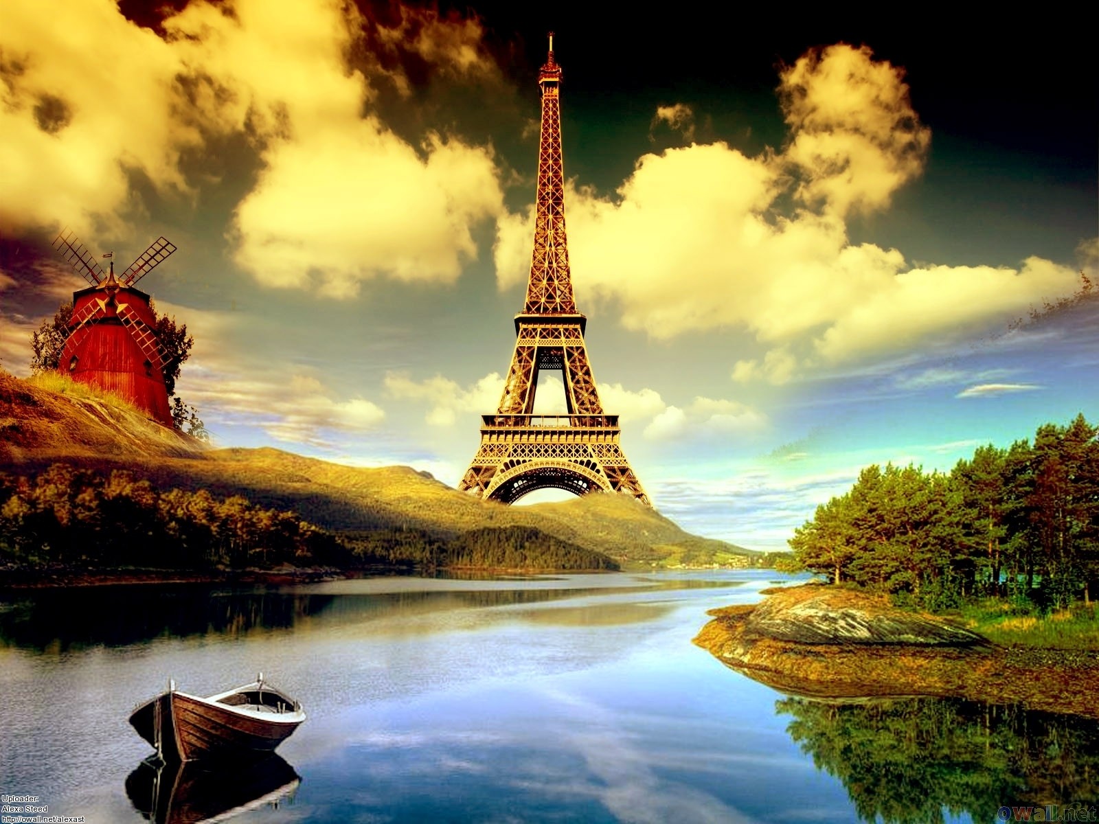Eiffel Tower Cartoon HD Desktop Wallpaper