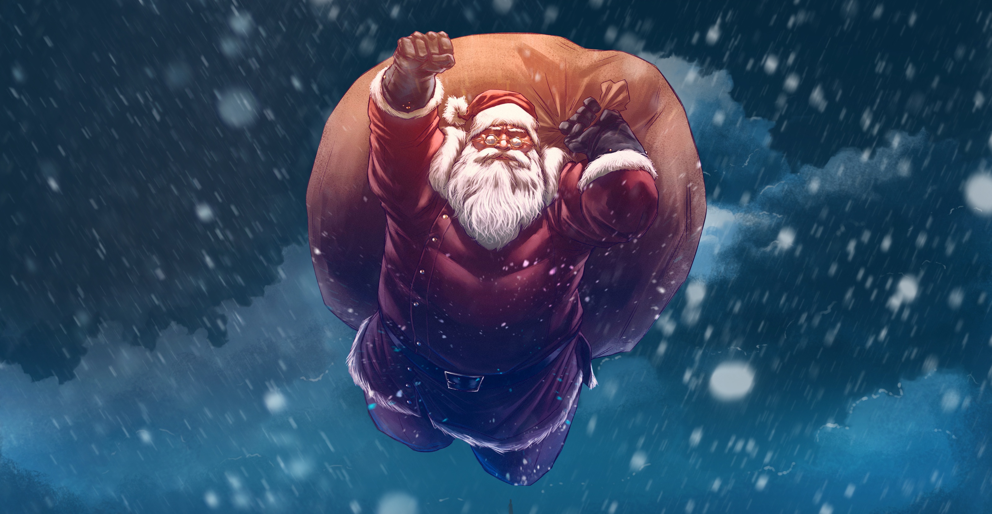 Christmas Santa Digital Art Wallpaper HD Celebrations 4k