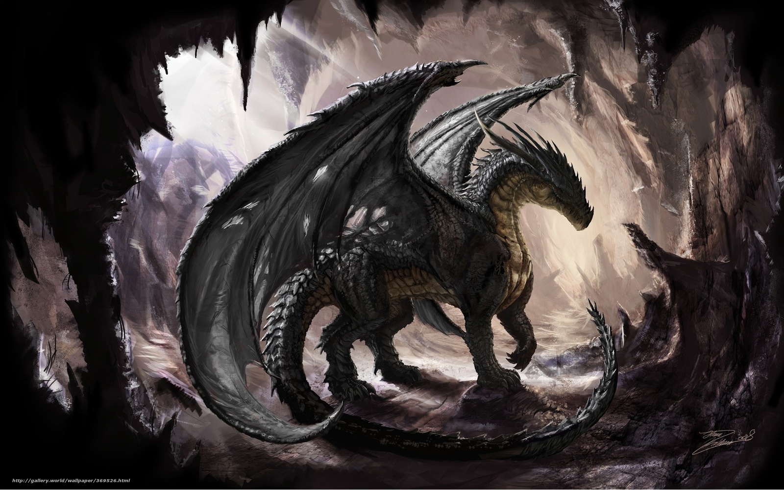 Wallpaper Dragon Caves Art Desktop In The