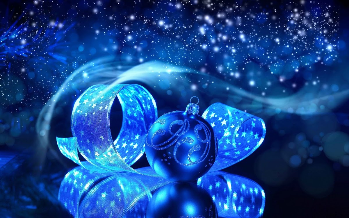 Blue Christmas Ball Widescreen HD Wallpaper