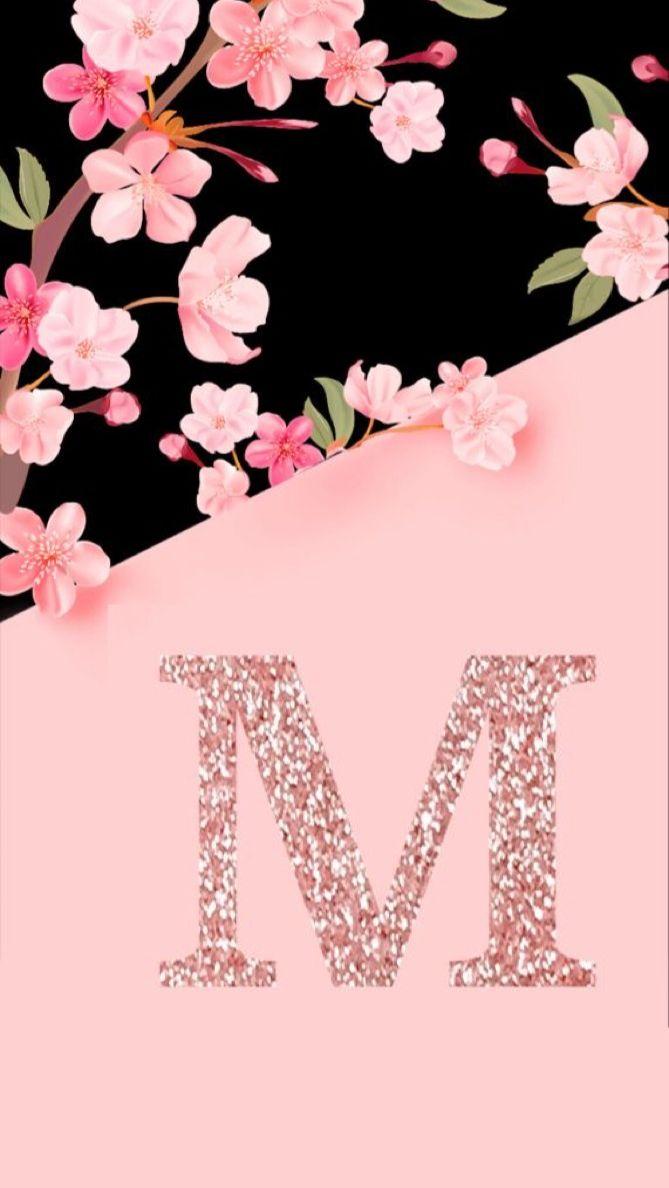 M Letter Pink Wallpaper iPhone Flower Phone Cute
