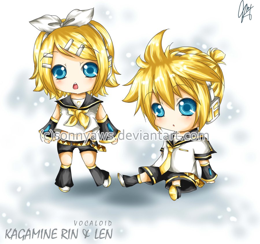 Rin and Len Chibi by sonnyaws