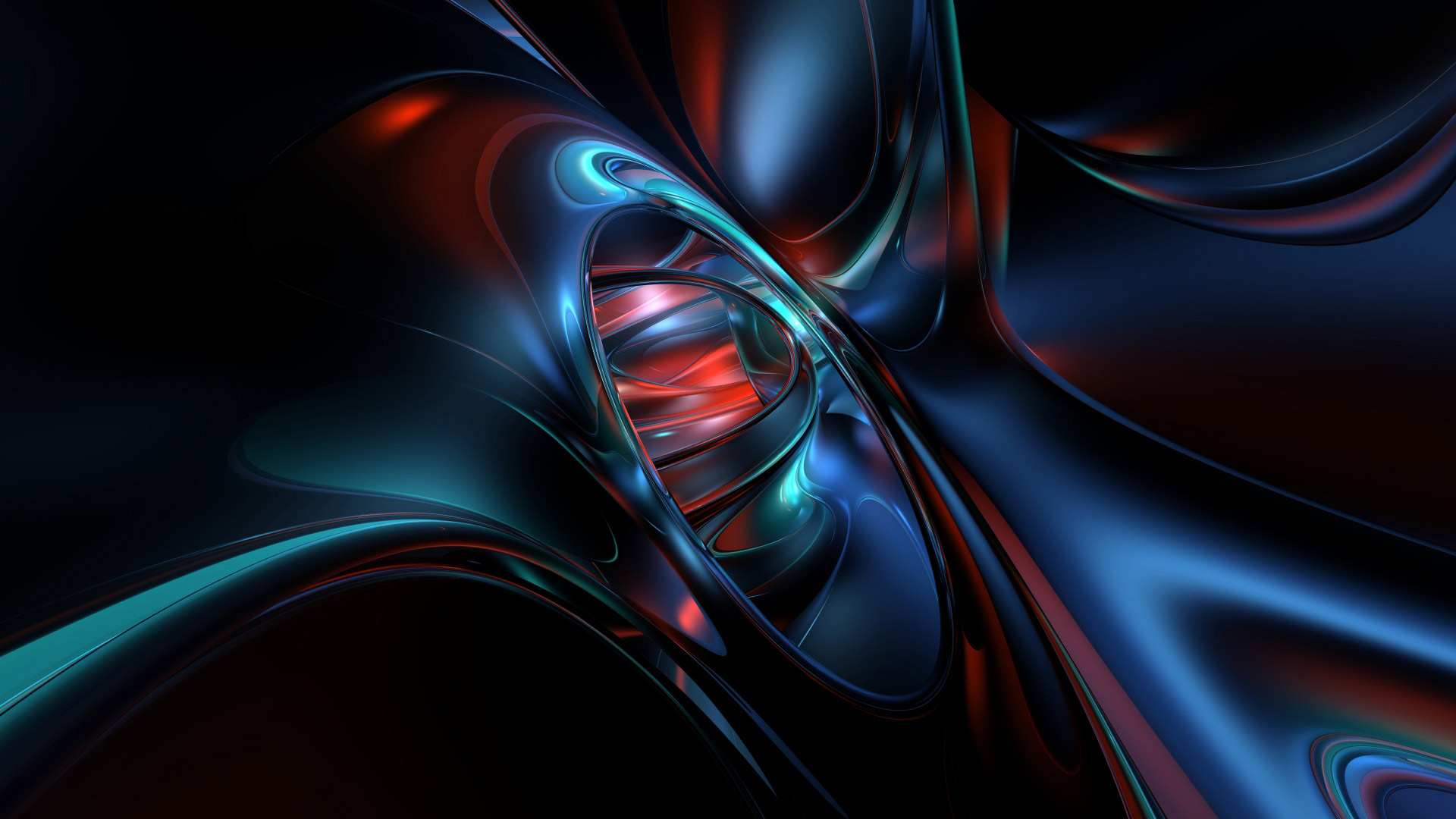 Blue Red Teal And Black Abstract Wallpaper
