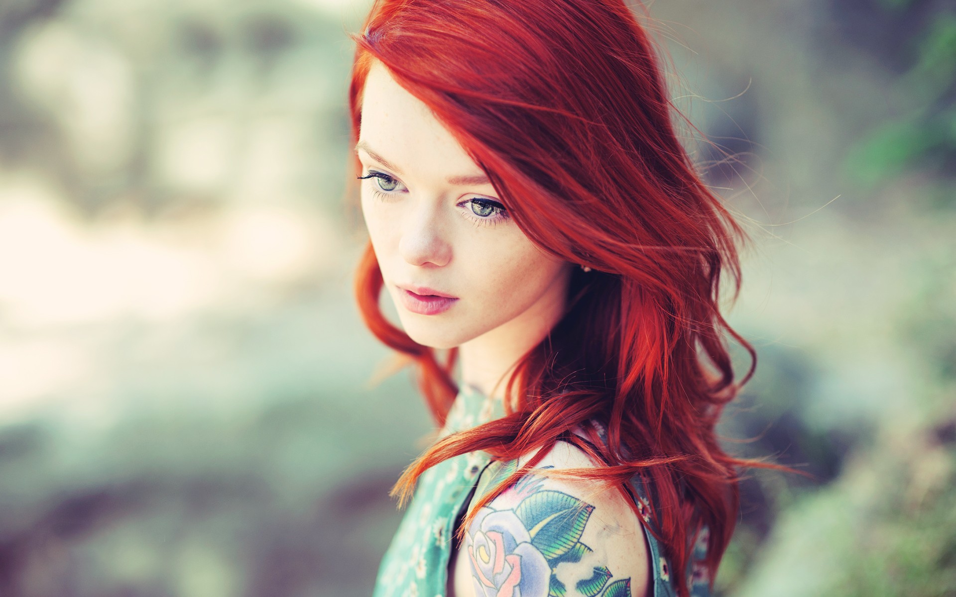 Girl Green Lass Non Nude Playmate Redheads Suicide Tatoo Woman