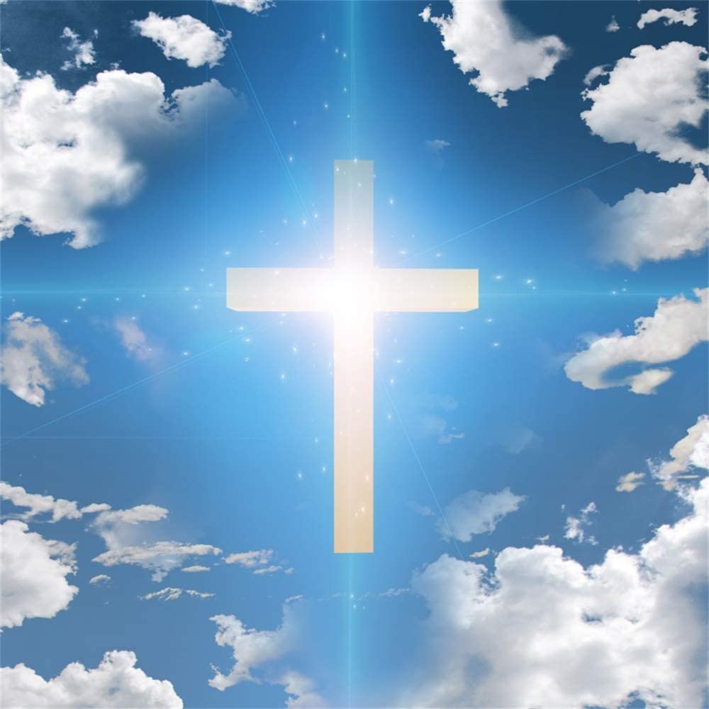 Amazon Aofoto Blue Sky Christian Cross Backdrop White