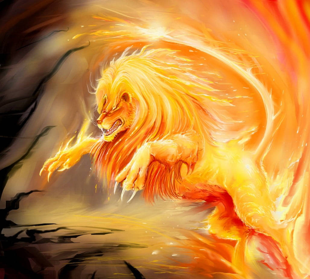 Fire Lion Wallpaper