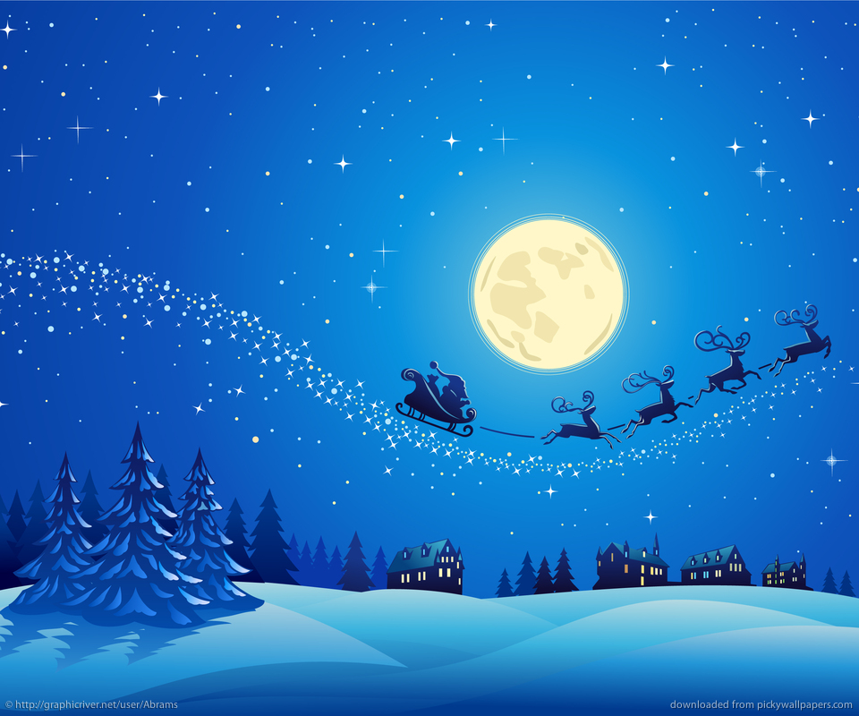 Santa Into The Winter Christmas Night Wallpaper For Google Nexus S