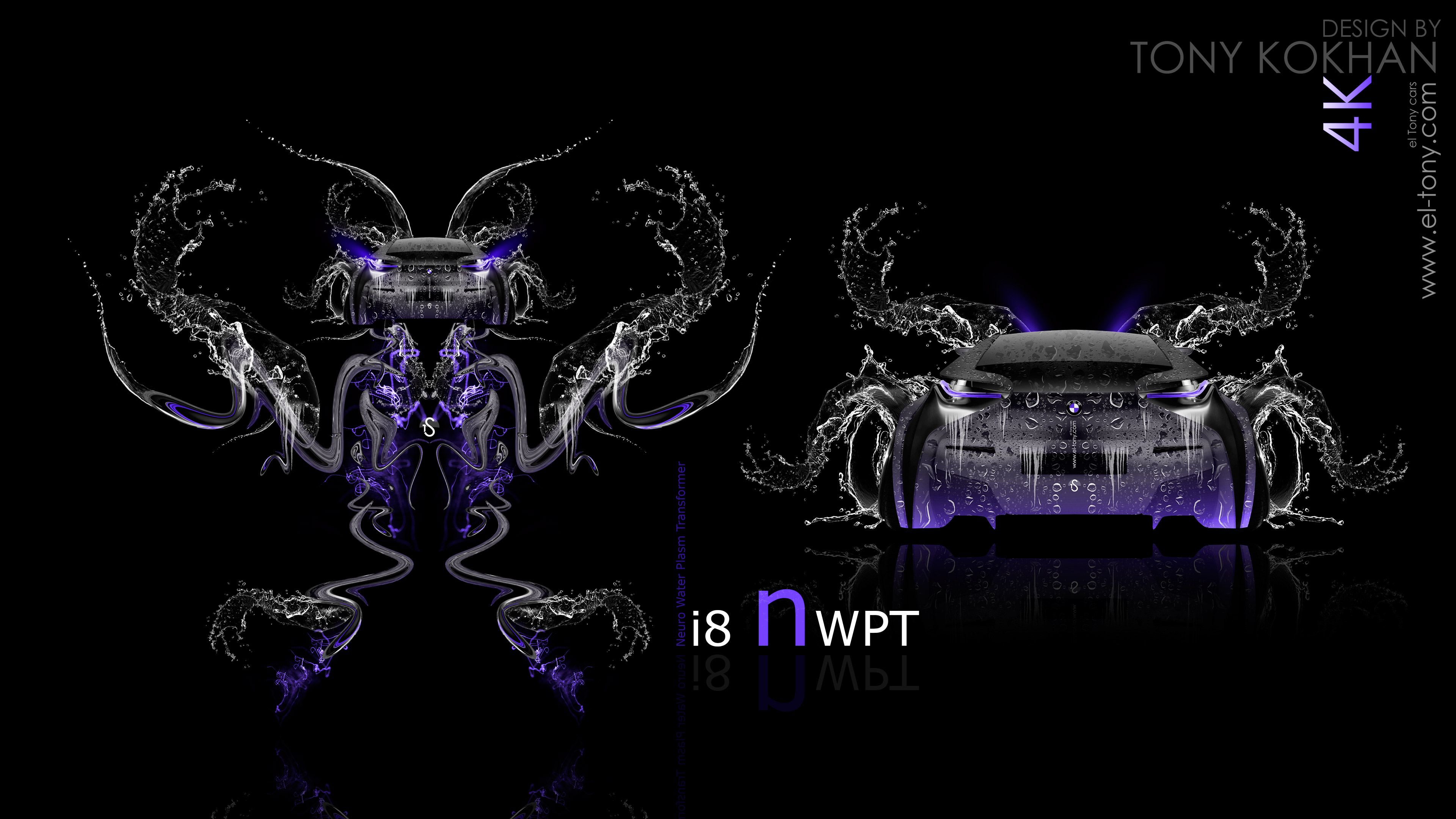 I8 Neuro Water Plasm Transformer Violet Neon Colors 4k Wallpaper