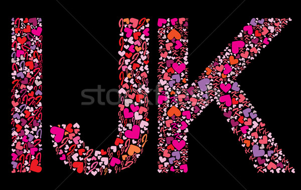 Letter I J K Valentine Alphabet Vector Illustration Sweet