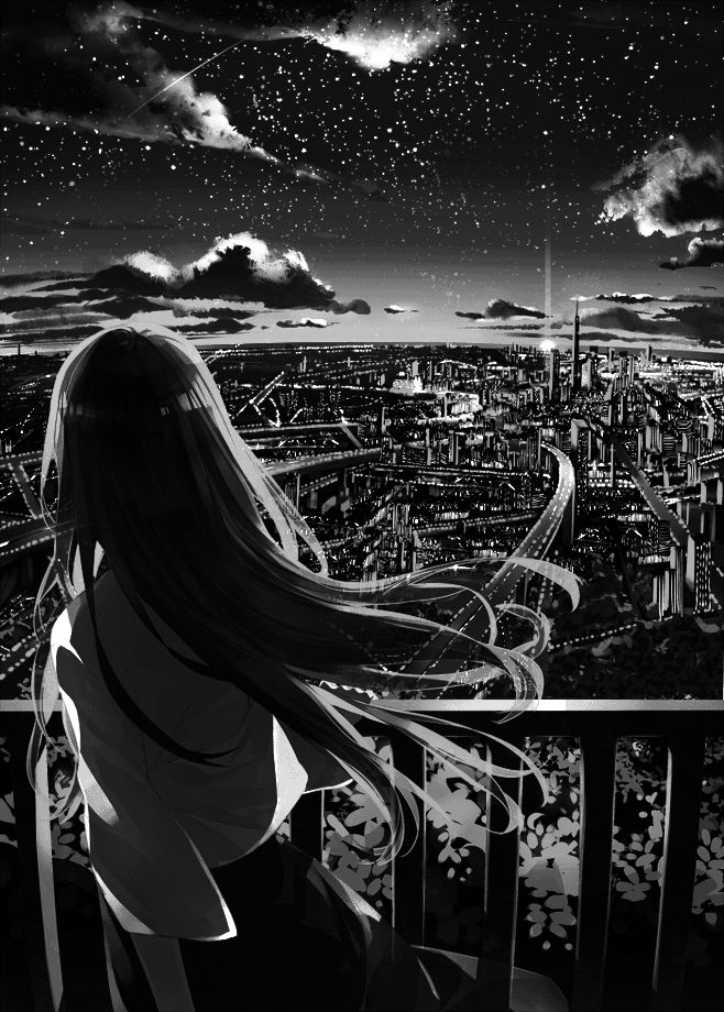 Animenight Anime Scenery Background Black And White