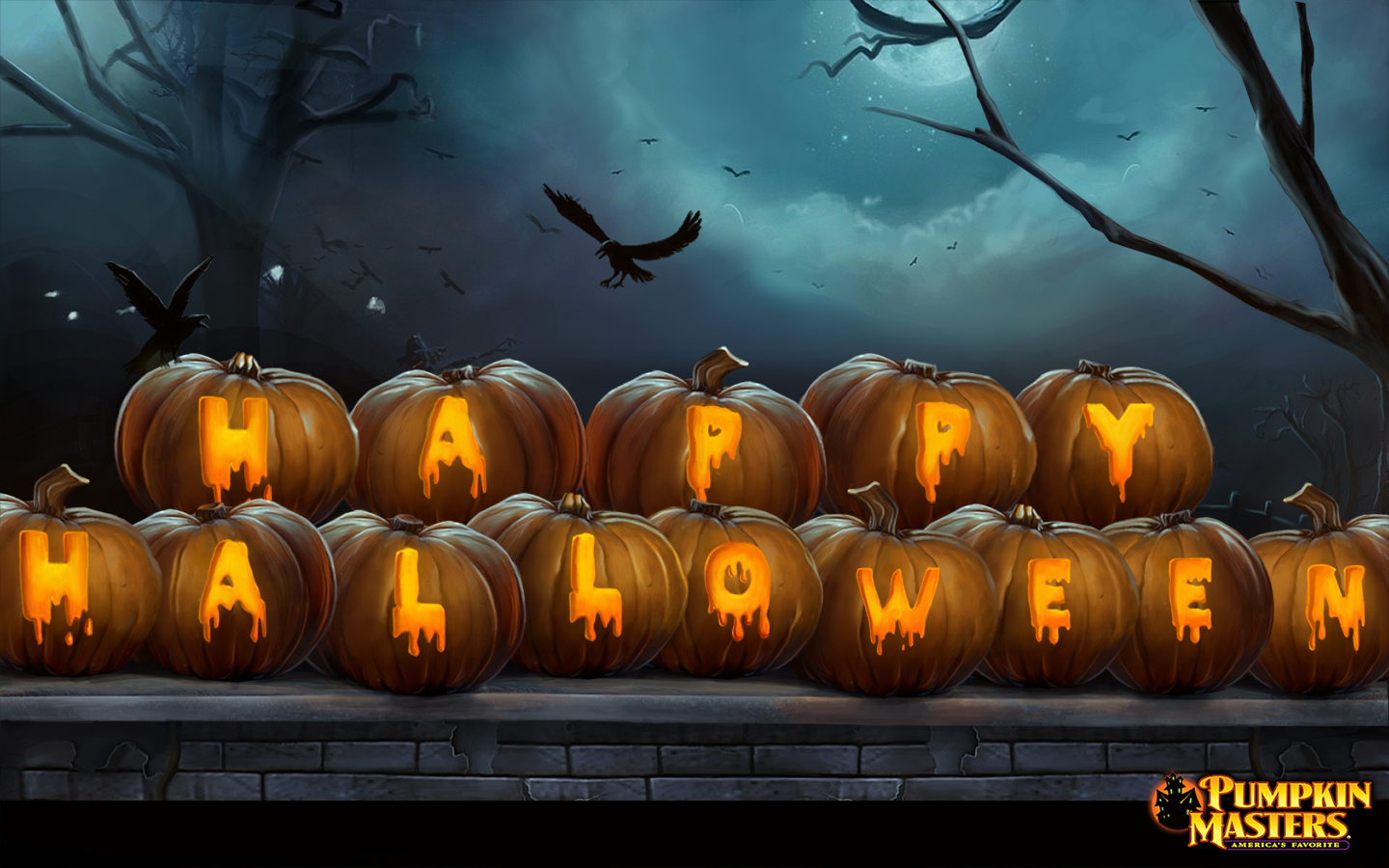 free halloween wallpaper happy halloween pumpkins 1440x900jpg 1440x900
