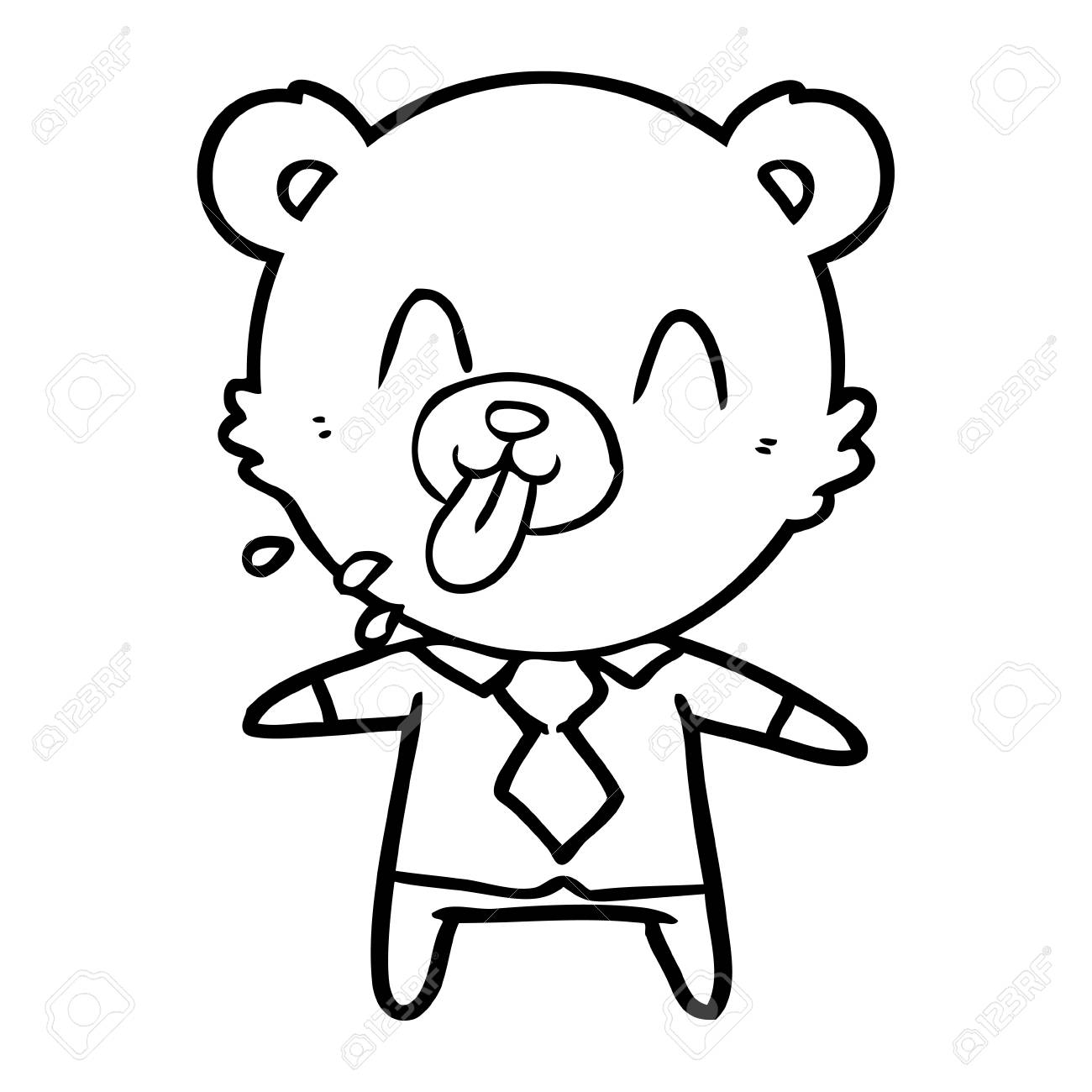A Rude Cartoon Of Bear Boss On White Background Royalty