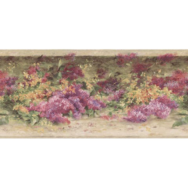 Multicolor Watercolor Floral Garden Brewster Wallpaper Borders