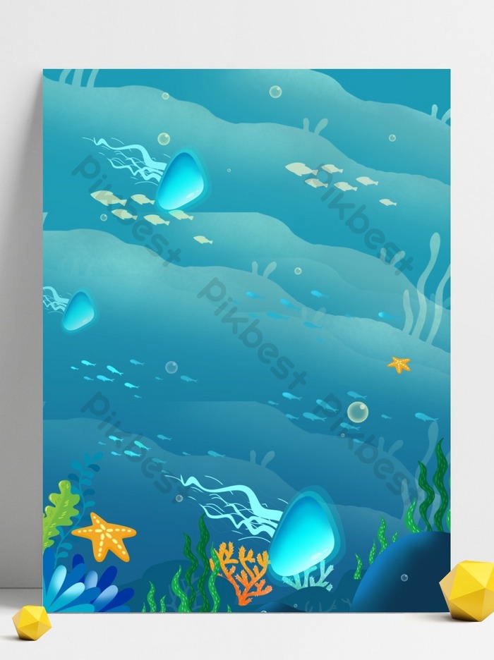 Cartoon Drawing Blue Underwater World Illustration Background