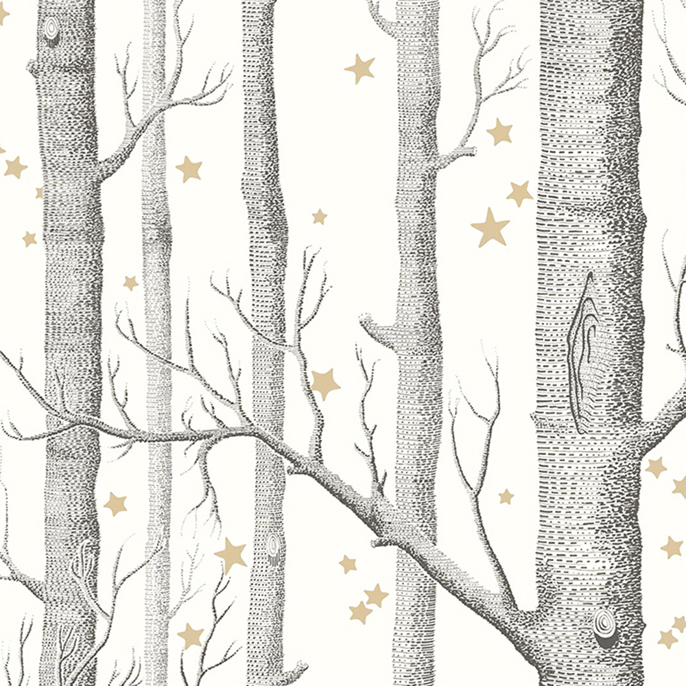 White Forest Birch Tree With Stars Wallpaper Mural Photowall