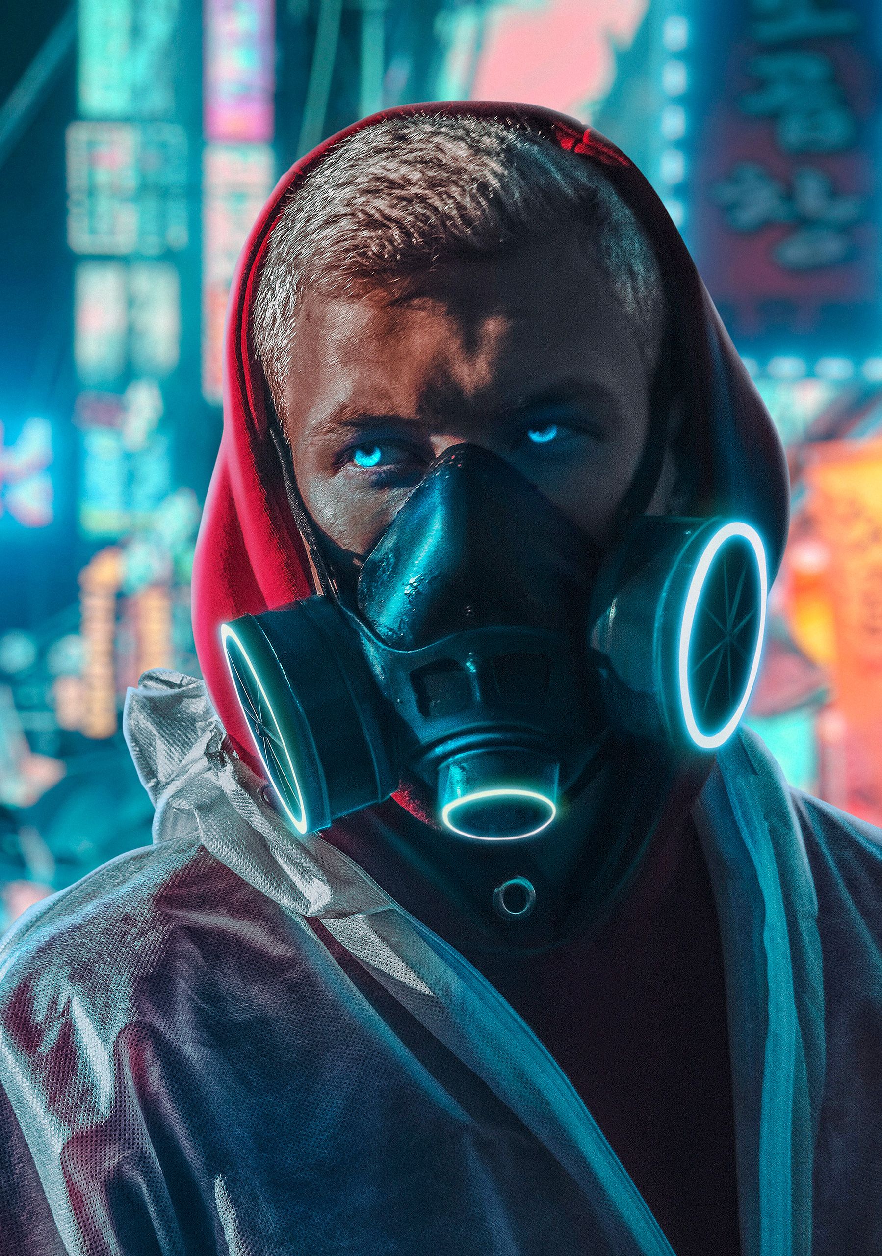 Creative Portrait Wallpaper Gas Mask Art Cyberpunk