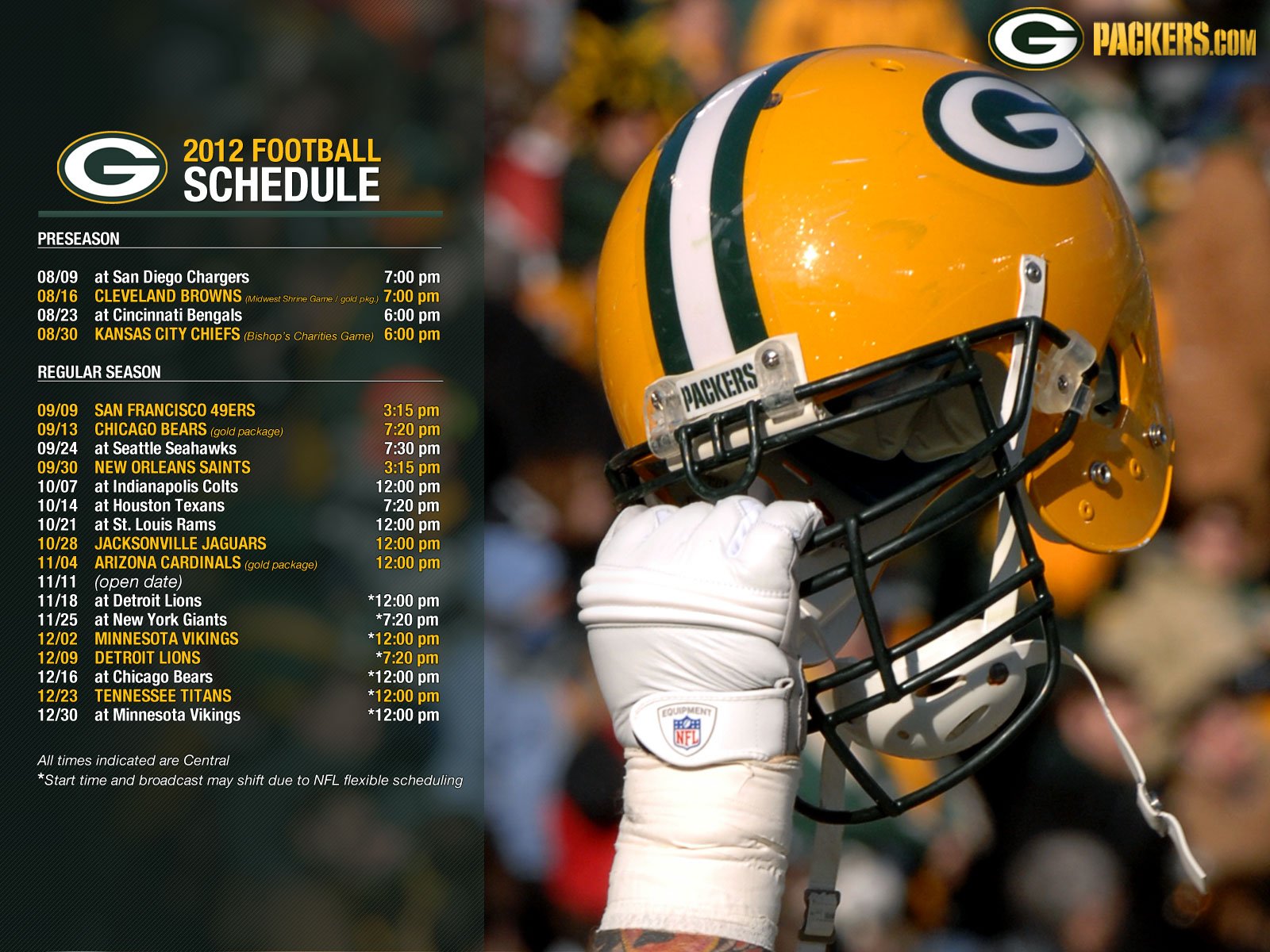 Free Download Green Bay Packers Schedule Wallpaper [1600x1200] For Your Desktop Mobile And Tablet