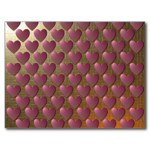 Free download Metallic Gold Wallpaper with Pink Hearts Postcard Zazzle