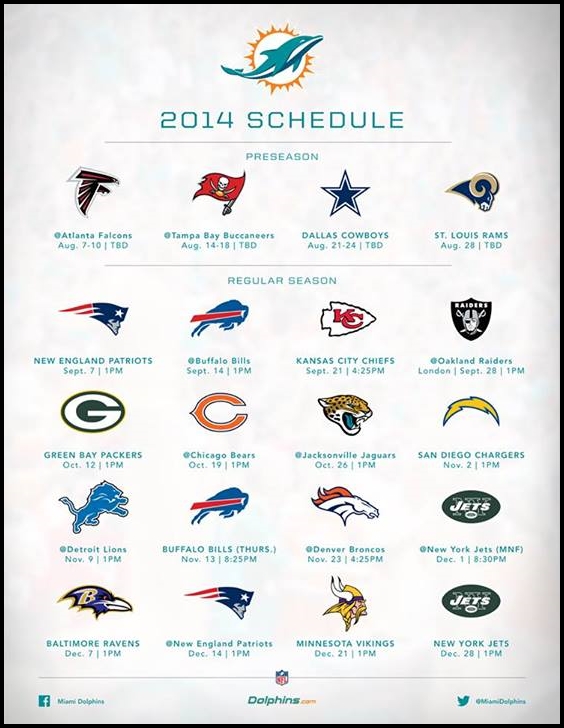 Free download Miami Dolphins Schedule 2014 2015 Miami Dolphins 2014